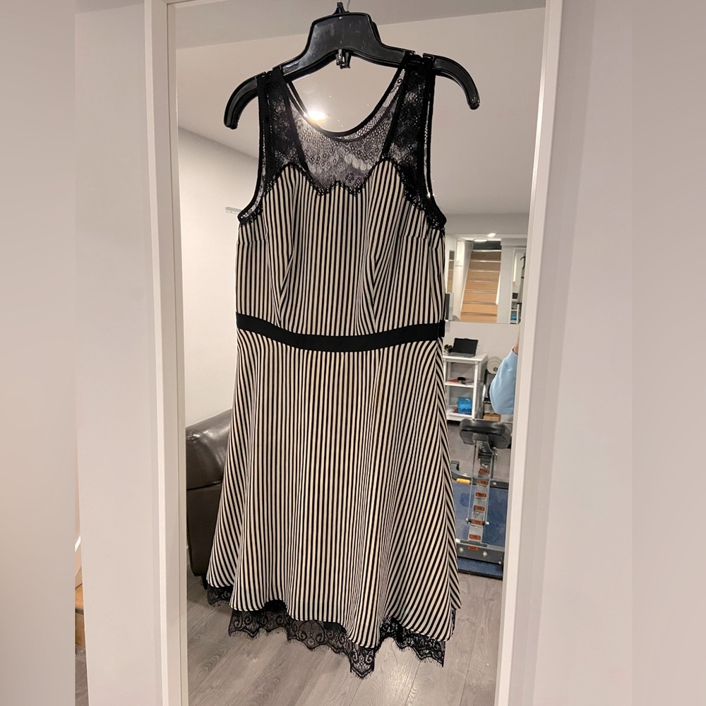 Guess pinstripe and lace dress